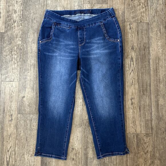 Jag Jeans CLASSIC FIT Size 16W Pull On High Rise Straight Crop Denim Pants 32x23 - Picture 1 of 10